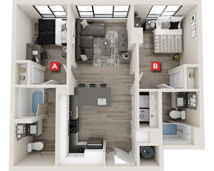 B2 - 2x2 Floor plan