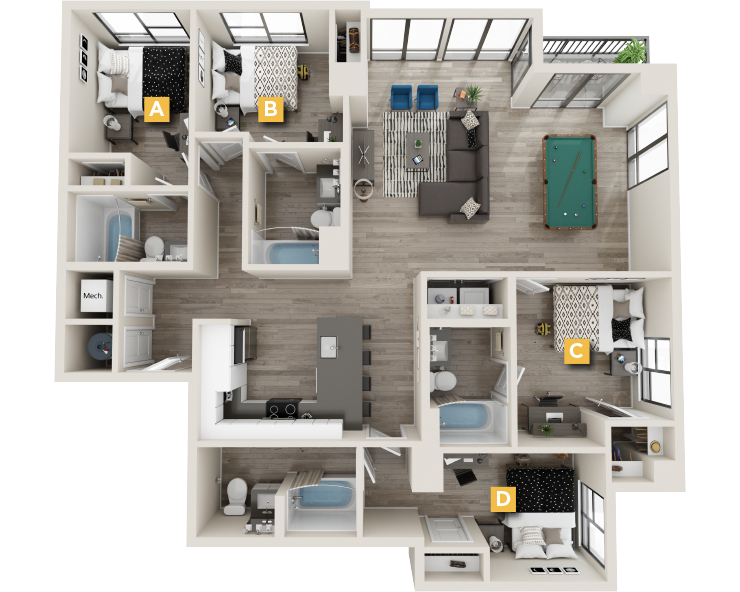 D5 VIP - 4x4 Floor plan