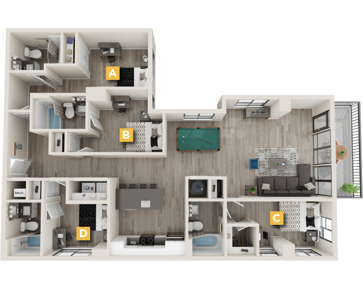 D6 Premium - 4x4 Floor plan