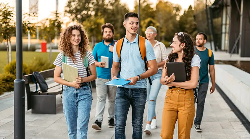 group of diverse college students
